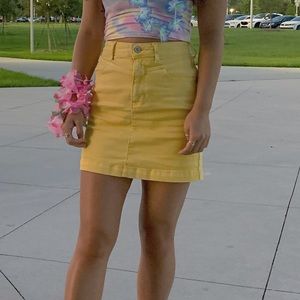 Yellow Jean Ultra High Rise Skirt